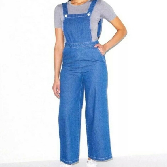 American Apparel Pants - American apparel denim color wide leg overalls